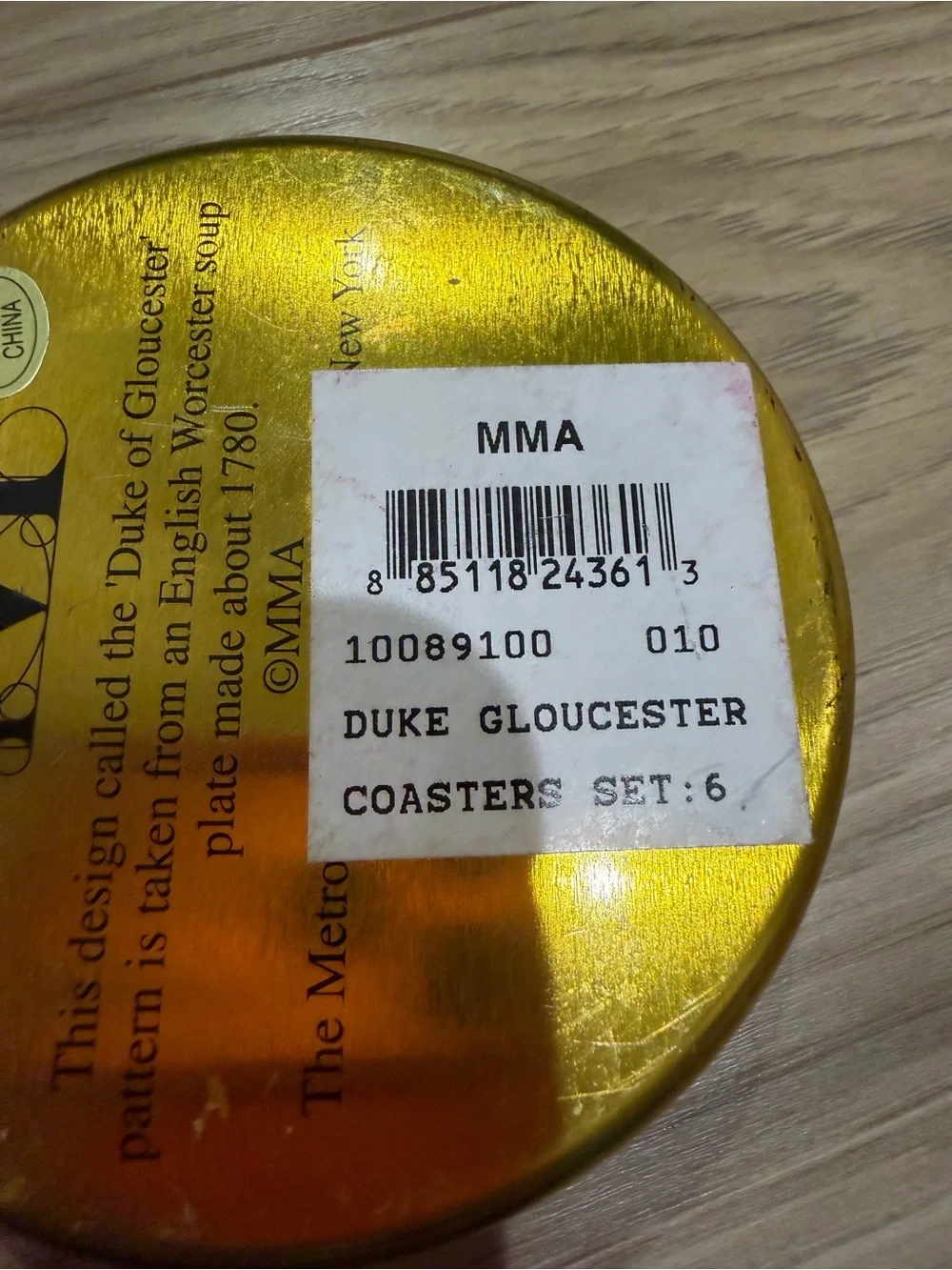 MMA Metropolitan Museum of Art Duke of Gloucester Coasters Set of 12 Tin Case